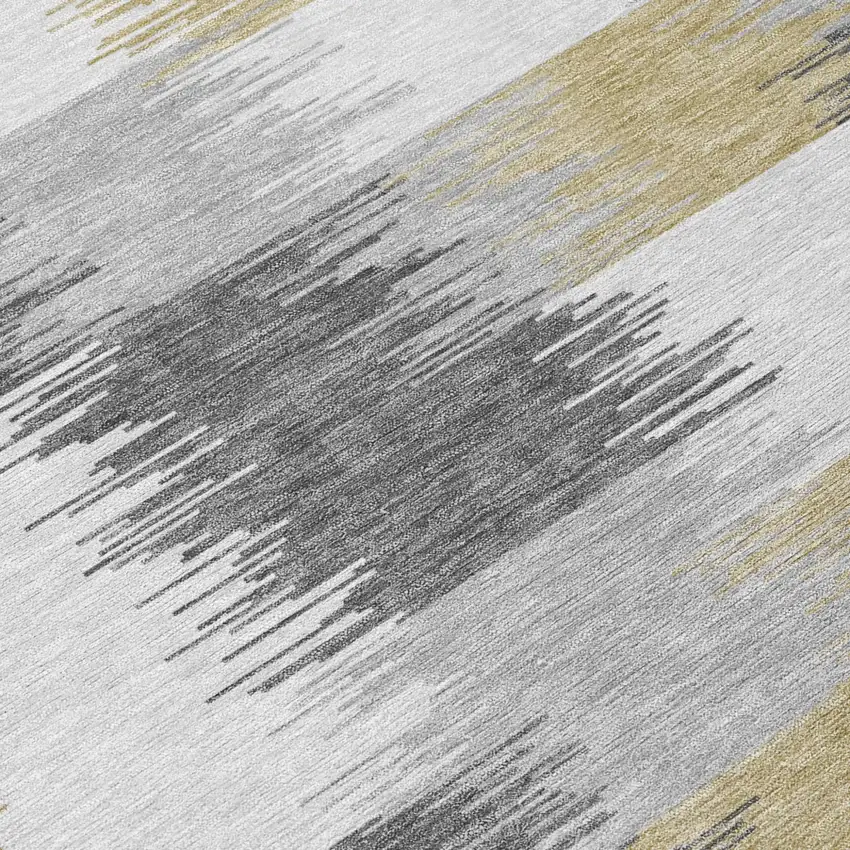 Gray And Silver Geometric Washable Indoor Outdoor Area Rug Photo 5