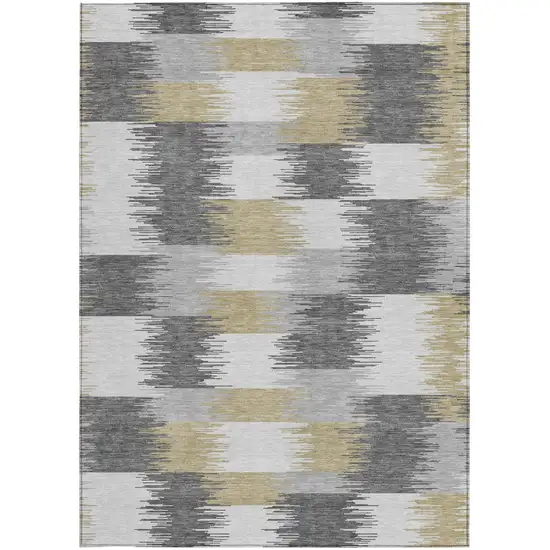 Gray And Silver Geometric Washable Indoor Outdoor Area Rug Photo 3