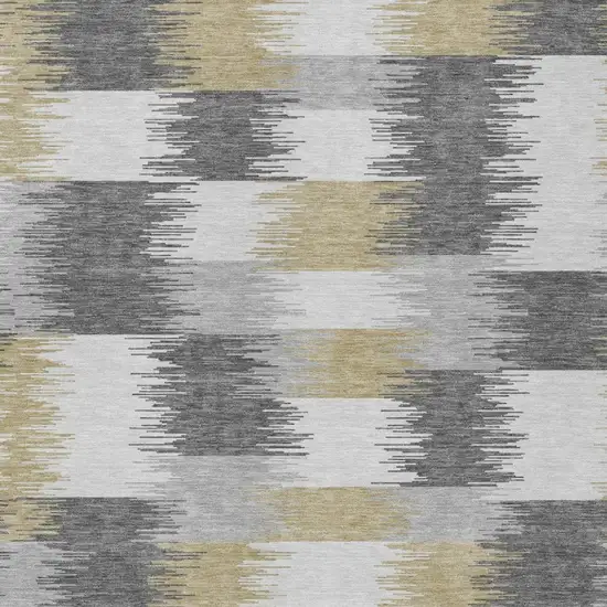 Gray And Silver Geometric Washable Indoor Outdoor Area Rug Photo 1