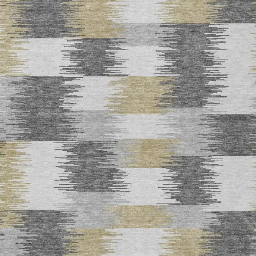Gray And Silver Geometric Washable Indoor Outdoor Area Rug Photo 1