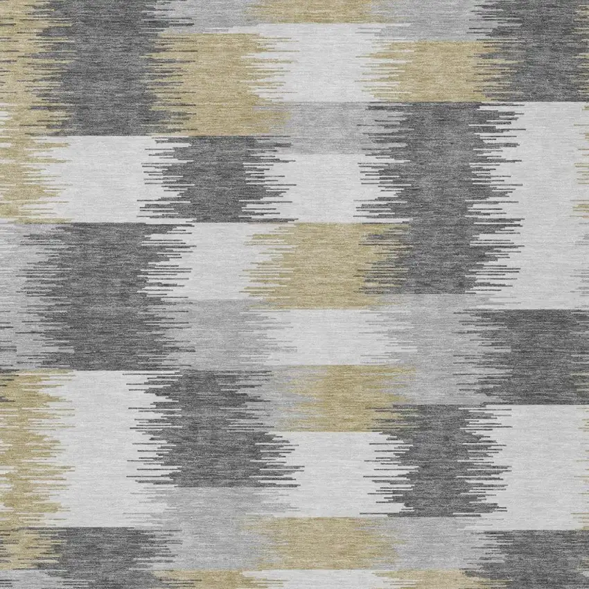 Gray And Silver Geometric Washable Indoor Outdoor Area Rug Photo 2