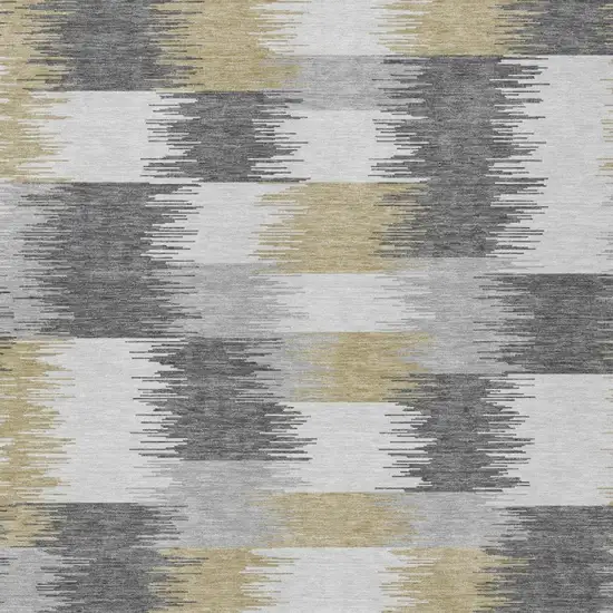 Gray And Silver Geometric Washable Indoor Outdoor Area Rug Photo 3