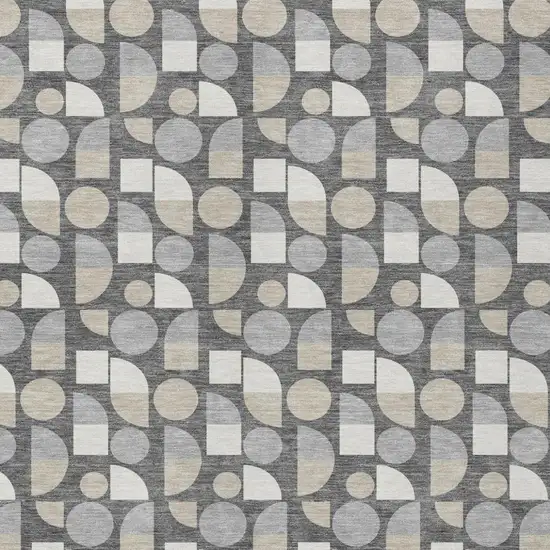 Gray And Silver Geometric Washable Indoor Outdoor Area Rug Photo 1
