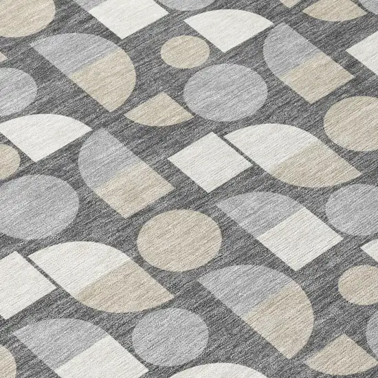 Gray And Silver Geometric Washable Indoor Outdoor Area Rug Photo 5