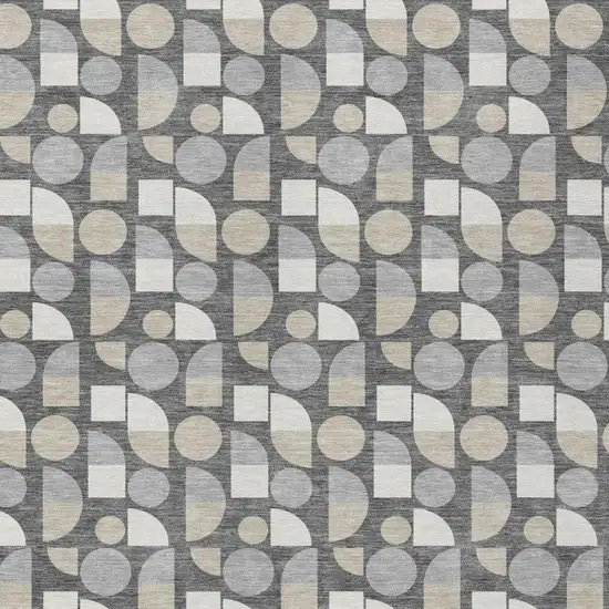 Gray And Silver Geometric Washable Indoor Outdoor Area Rug Photo 3