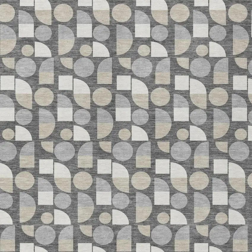 Gray And Silver Geometric Washable Indoor Outdoor Area Rug Photo 2