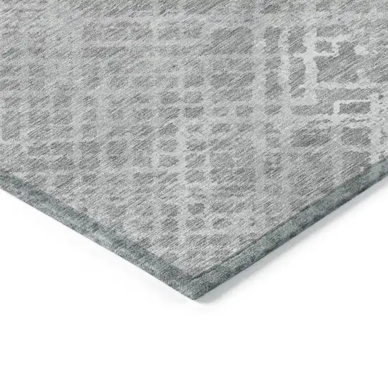 Gray And Silver Geometric Washable Indoor Outdoor Area Rug Photo 5
