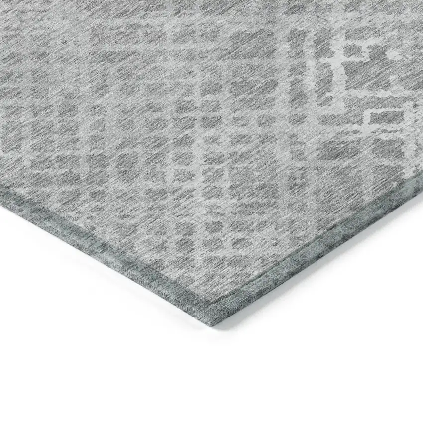 Gray And Silver Geometric Washable Indoor Outdoor Area Rug Photo 5