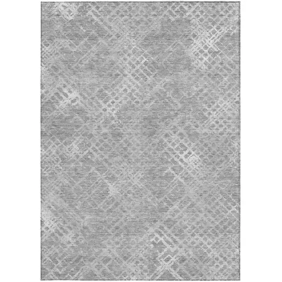 Gray And Silver Geometric Washable Indoor Outdoor Area Rug Photo 7