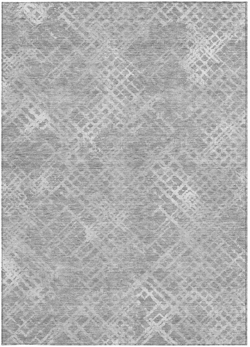 Gray And Silver Geometric Washable Indoor Outdoor Area Rug Photo 7