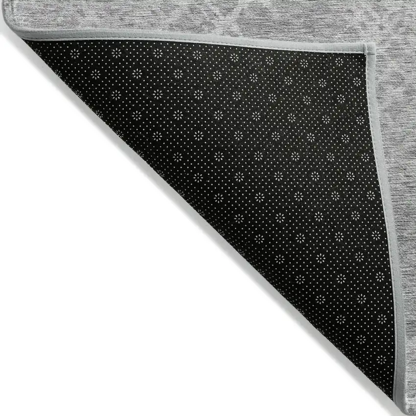 Gray And Silver Geometric Washable Indoor Outdoor Area Rug Photo 4