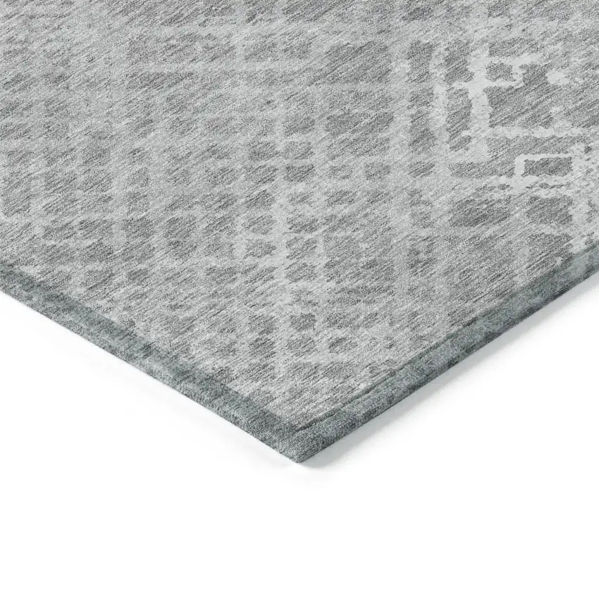 Gray And Silver Geometric Washable Indoor Outdoor Area Rug Photo 5