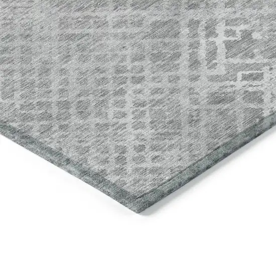 Gray And Silver Geometric Washable Indoor Outdoor Area Rug Photo 5