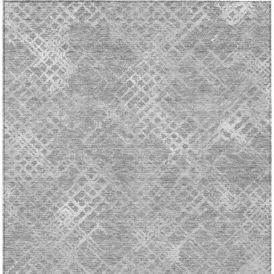 Gray And Silver Geometric Washable Indoor Outdoor Area Rug Photo 6