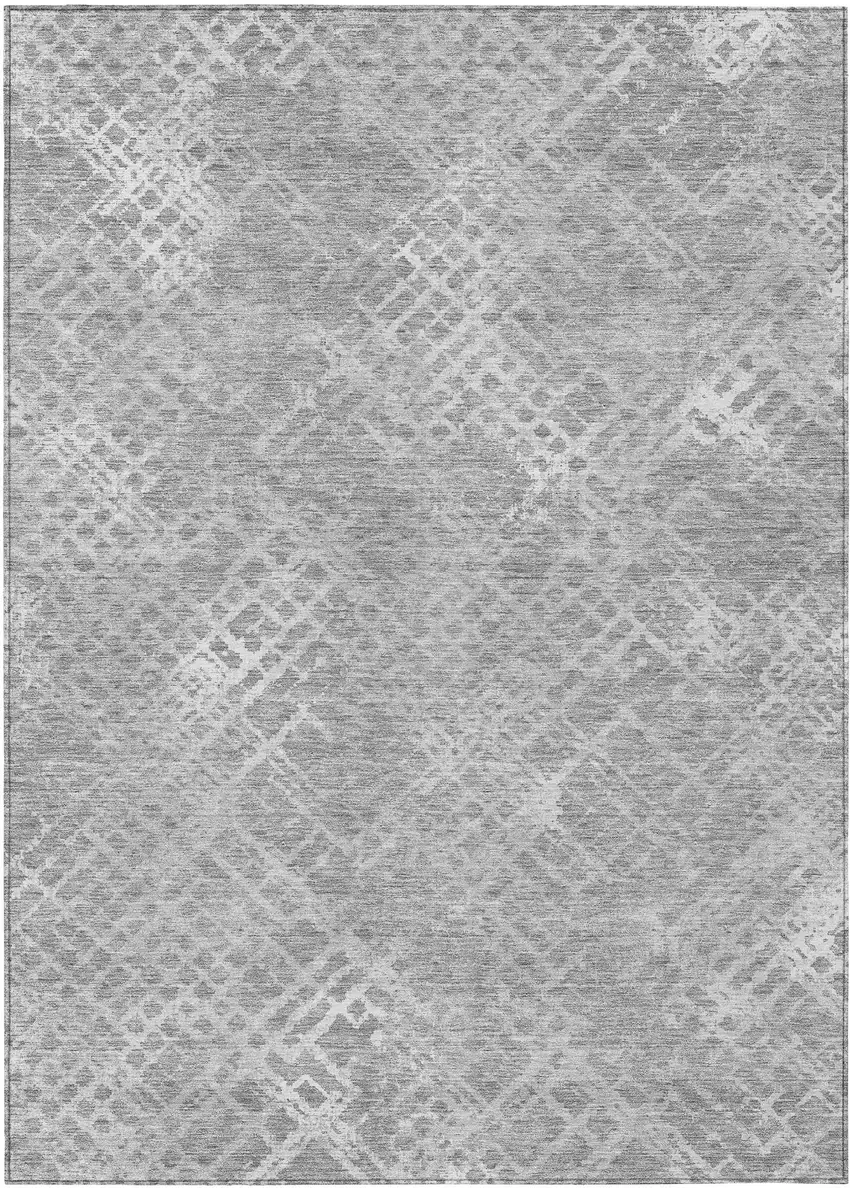 Gray And Silver Geometric Washable Indoor Outdoor Area Rug Photo 2