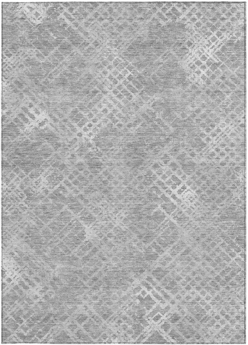 Gray And Silver Geometric Washable Indoor Outdoor Area Rug Photo 7