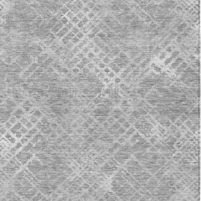 Gray And Silver Geometric Washable Indoor Outdoor Area Rug Photo 6