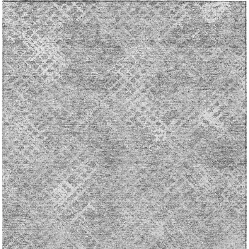 Gray And Silver Geometric Washable Indoor Outdoor Area Rug Photo 7