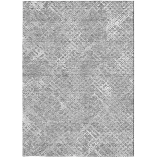 Gray And Silver Geometric Washable Indoor Outdoor Area Rug Photo 6