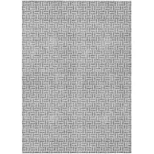 Photo of Gray And Silver Geometric Washable Indoor Outdoor Area Rug