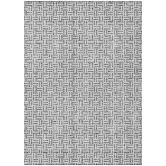 Gray And Silver Geometric Washable Indoor Outdoor Area Rug Photo 2
