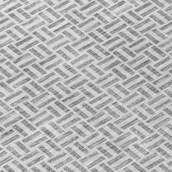 Gray And Silver Geometric Washable Indoor Outdoor Area Rug Photo 8