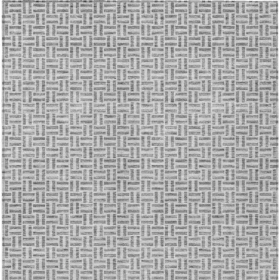 Gray And Silver Geometric Washable Indoor Outdoor Area Rug Photo 7