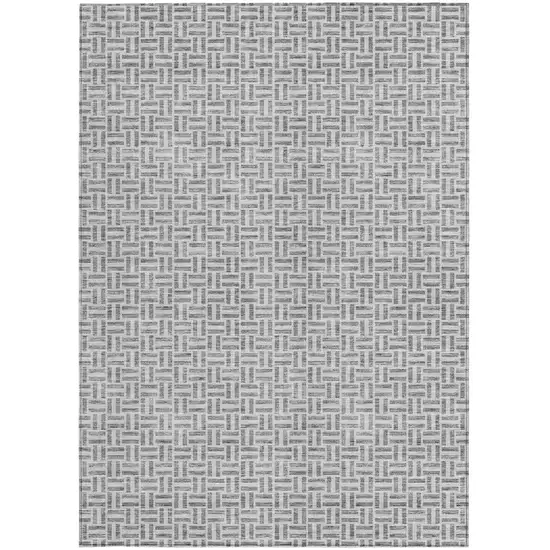 Gray And Silver Geometric Washable Indoor Outdoor Area Rug Photo 7