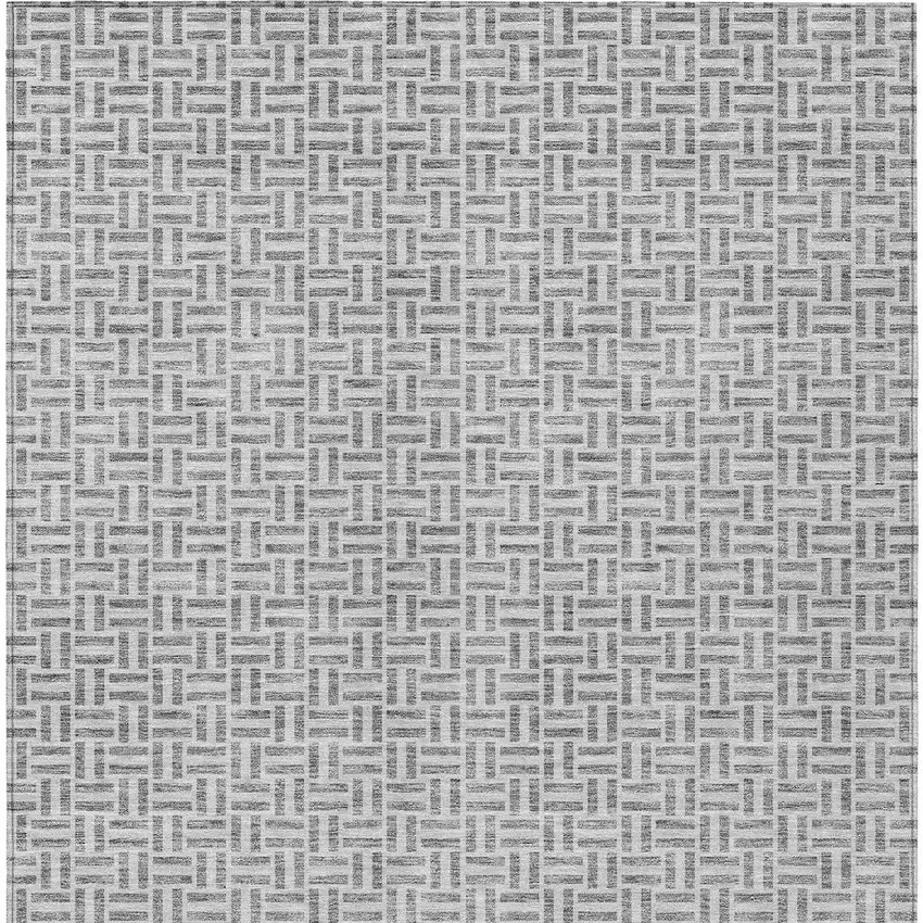 Gray And Silver Geometric Washable Indoor Outdoor Area Rug Photo 7