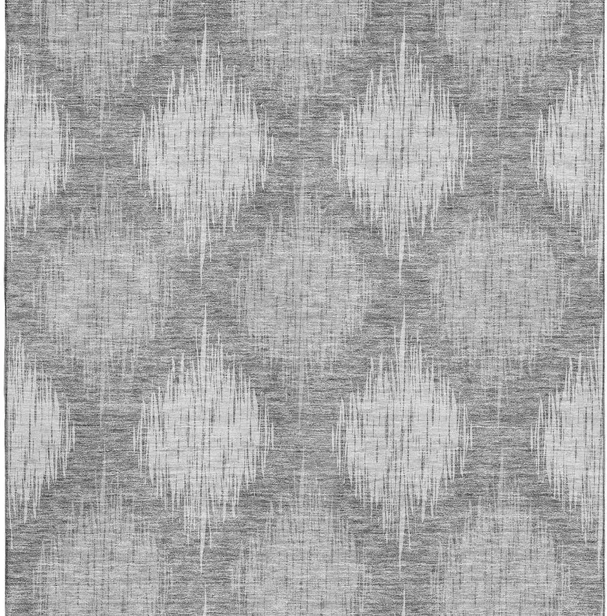 Gray And Silver Ikat Washable Area Rug With UV Protection Photo 4