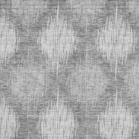 Gray And Silver Ikat Washable Area Rug With UV Protection Photo 3