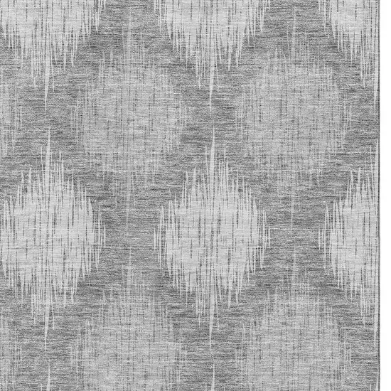 Gray And Silver Ikat Washable Area Rug With UV Protection Photo 3