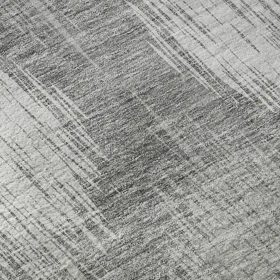 Gray And Silver Ikat Washable Area Rug With UV Protection Photo 9