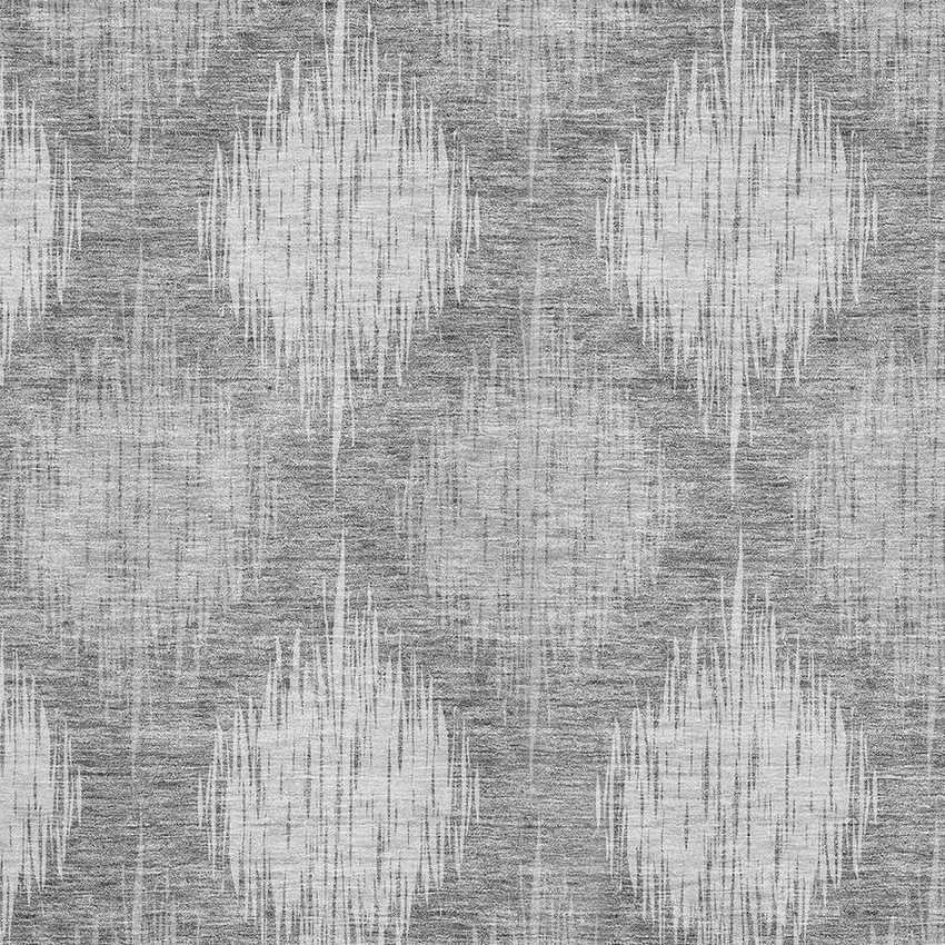 Gray And Silver Ikat Washable Area Rug With UV Protection Photo 3