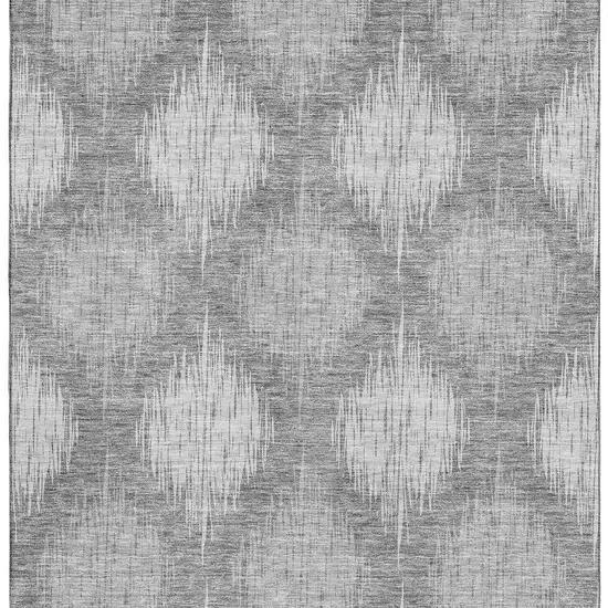 Gray And Silver Ikat Washable Area Rug With UV Protection Photo 4