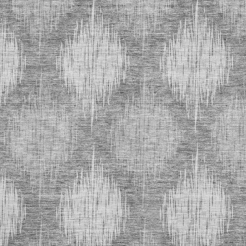 Gray And Silver Ikat Washable Area Rug With UV Protection Photo 3