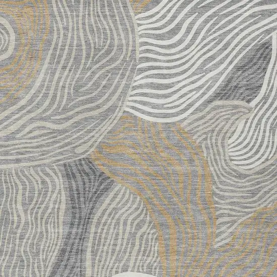 Gray And Silver Ikat Washable Indoor Outdoor Area Rug Photo 2