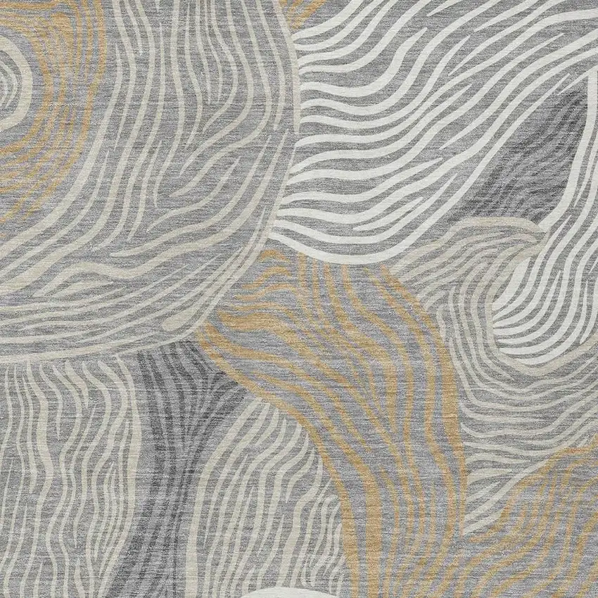 Gray And Silver Ikat Washable Indoor Outdoor Area Rug Photo 2
