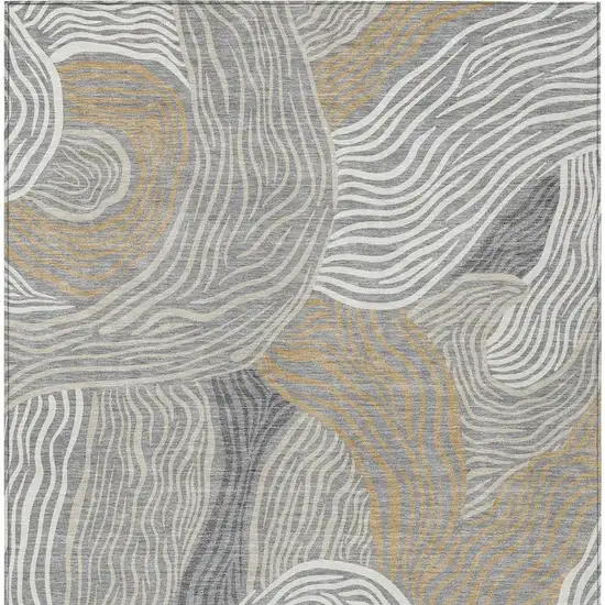 Gray And Silver Ikat Washable Indoor Outdoor Area Rug Photo 3