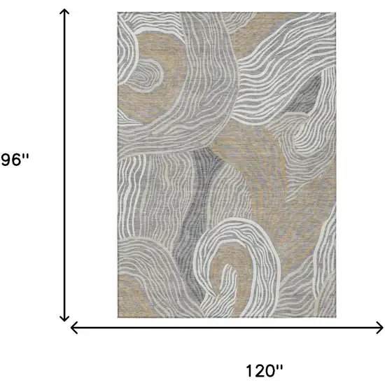 Gray And Silver Ikat Washable Indoor Outdoor Area Rug Photo 6