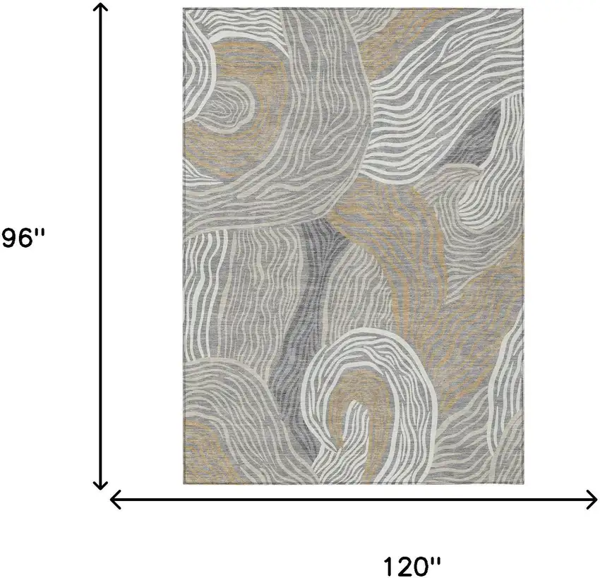 Gray And Silver Ikat Washable Indoor Outdoor Area Rug Photo 6
