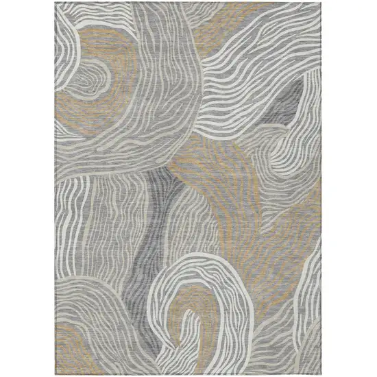 Gray And Silver Ikat Washable Indoor Outdoor Area Rug Photo 1