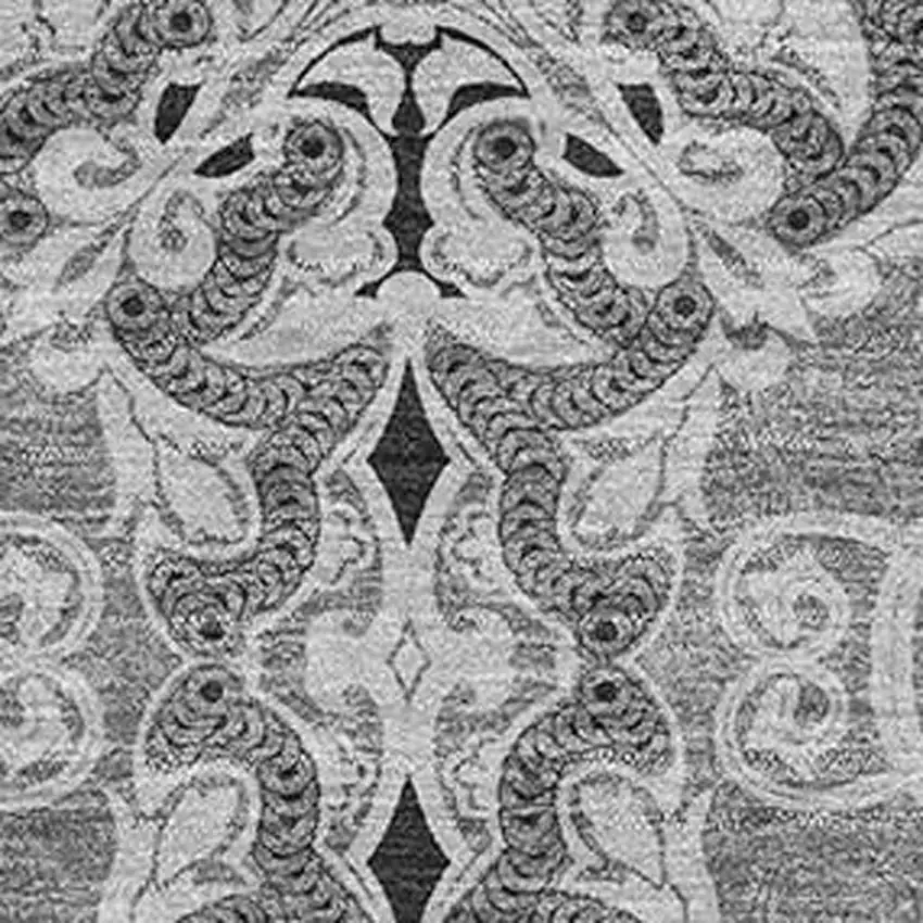Gray And Silver Medallion Washable Area Rug With UV Protection Photo 4