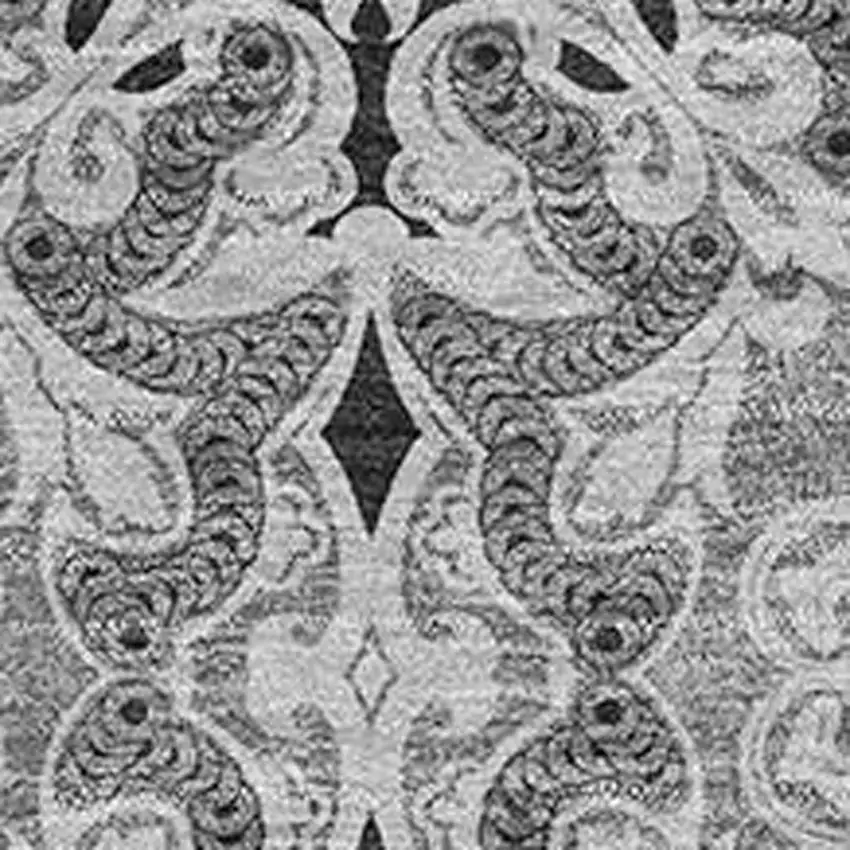 Gray And Silver Medallion Washable Area Rug With UV Protection Photo 3