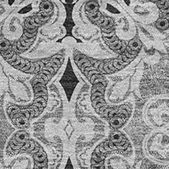 Gray And Silver Medallion Washable Area Rug With UV Protection Photo 3