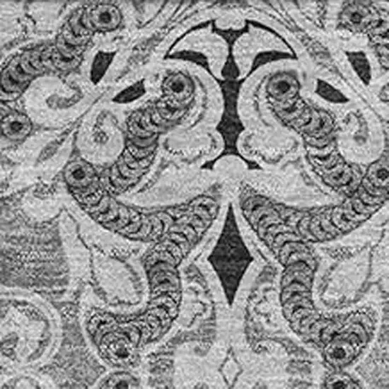 Gray And Silver Medallion Washable Area Rug With UV Protection Photo 3