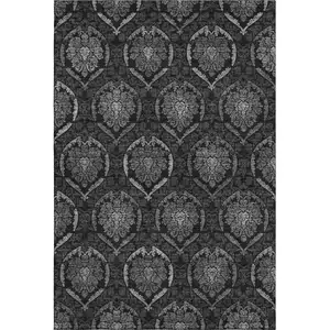 Photo of Gray And Silver Medallion Washable Area Rug With UV Protection
