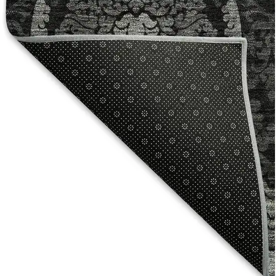 Gray And Silver Medallion Washable Area Rug With UV Protection Photo 8