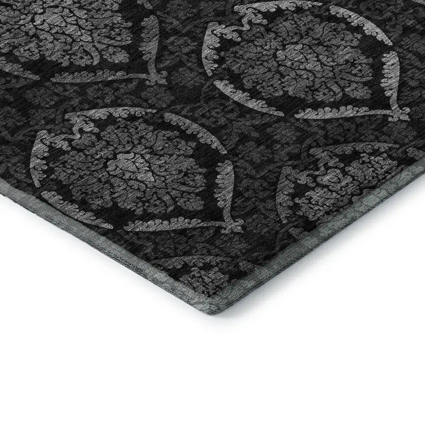 Gray And Silver Medallion Washable Area Rug With UV Protection Photo 8