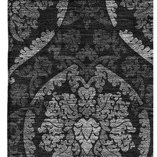 Gray And Silver Medallion Washable Area Rug With UV Protection Photo 4